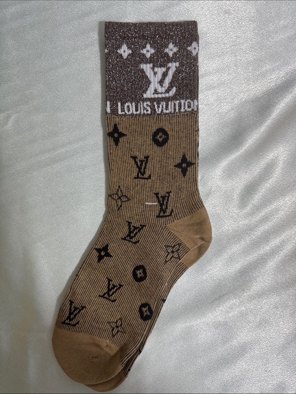 Louis Vuitton Brown and Tan Monogram Crew Socks🔥New! Unisex!
